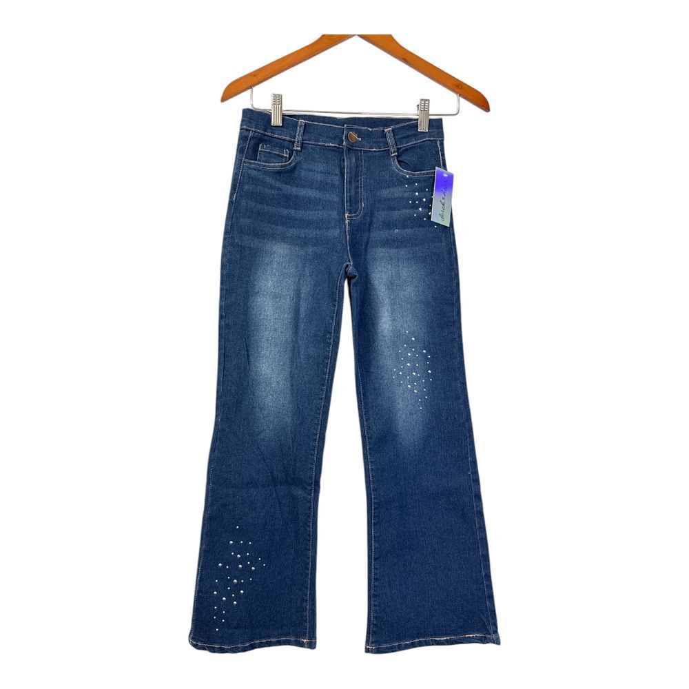 Derek Heart Girls Flare Jeans with Sparkle‎ Crystal Embellishments Size 10